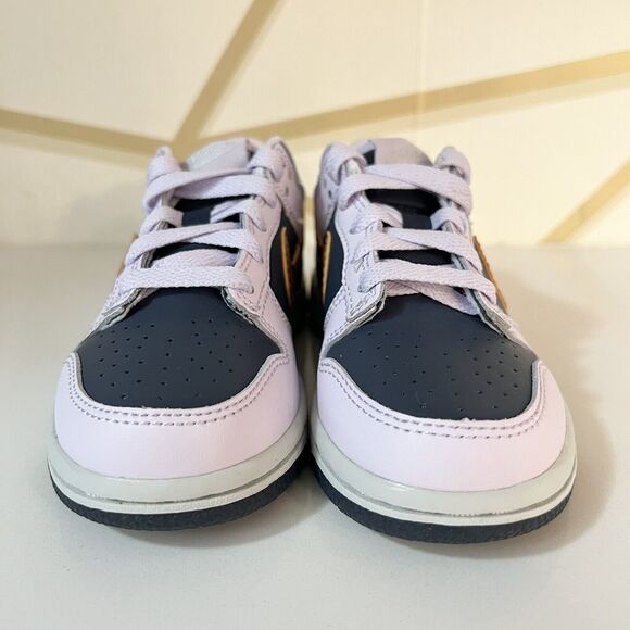 NEW SZ 10.5C Nike Kids Dunk Low "Copper Swoosh" DX1663-400 Blue Violet Metallic - Picture 4 of 10